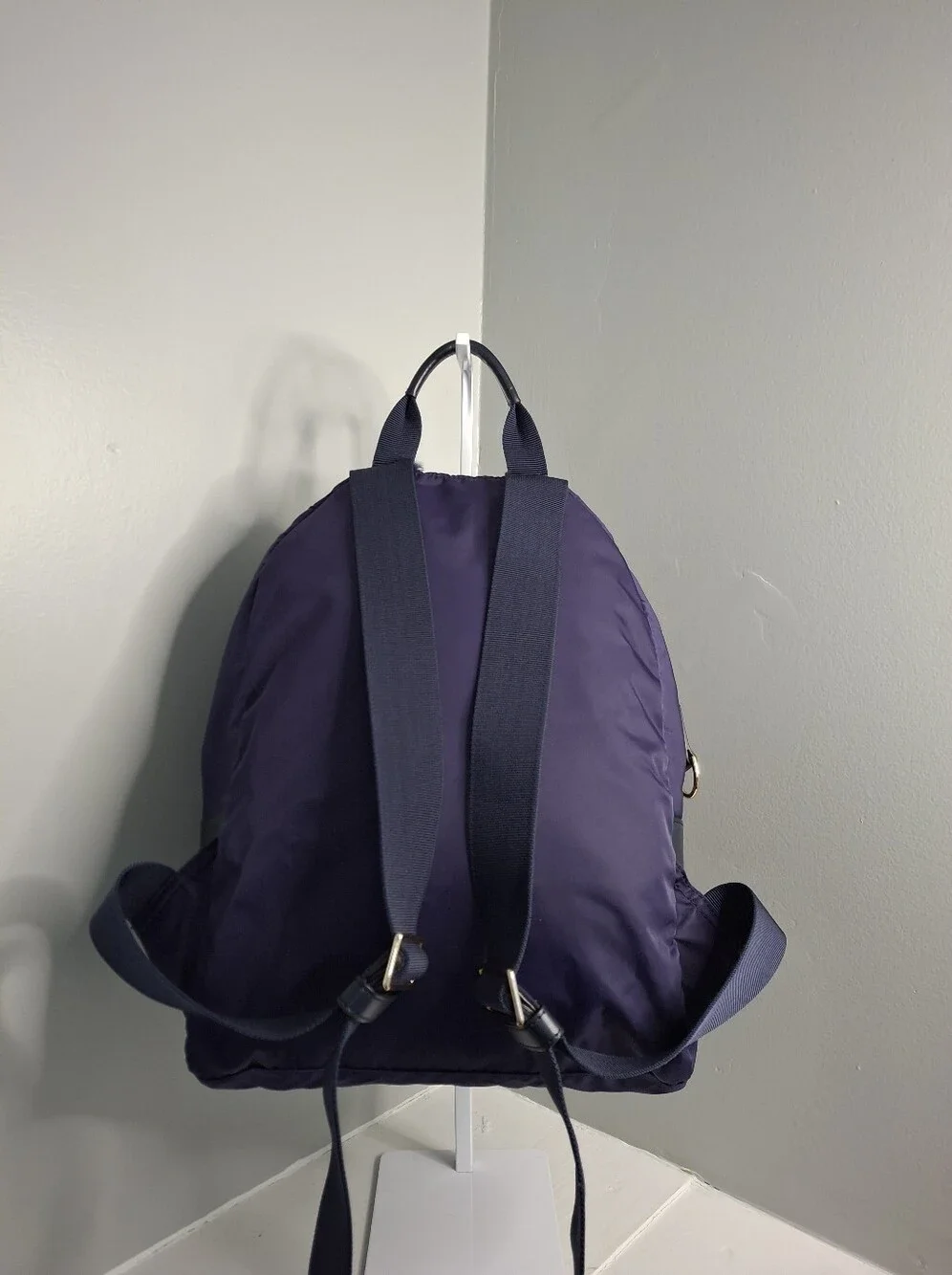 Tory Burch Virginia Navy Nylon Mini Backpack Gold Hardware EUC - Picture 2 of 8